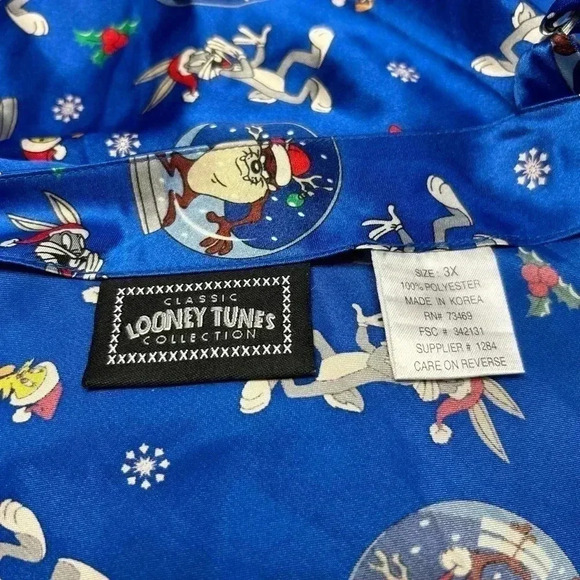 Looney Tunes Collection Blue Santa Taz Pattern Slip Dress Sz 3X - Picture 3 of 6